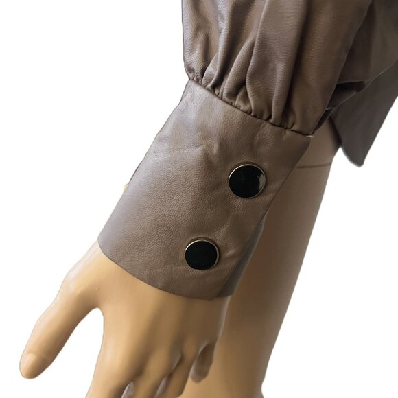 Zara Faux Leather Snap Front Jacket Blouse Top Lavender EUC Size Medium - Picture 4 of 5